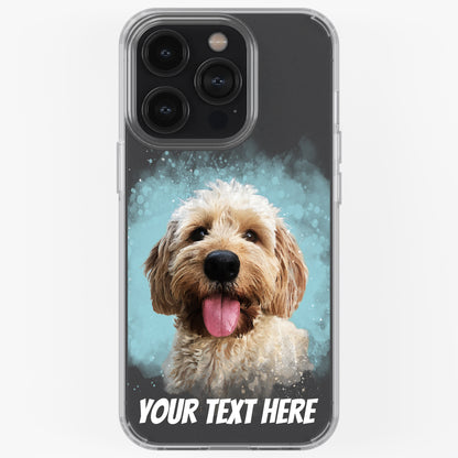 Personalised Pet Portrait Phone Case – Clear Silicone with Custom Brush Art Background | iPhone & Samsung