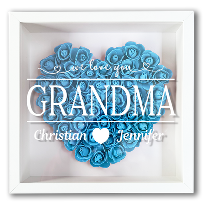 Personalised Framed Flower Floral Heart Grandmother Nanny Grandma Custom Birthday Keepsake Unique Gift Heart Flower Roses Shadow Box Frame