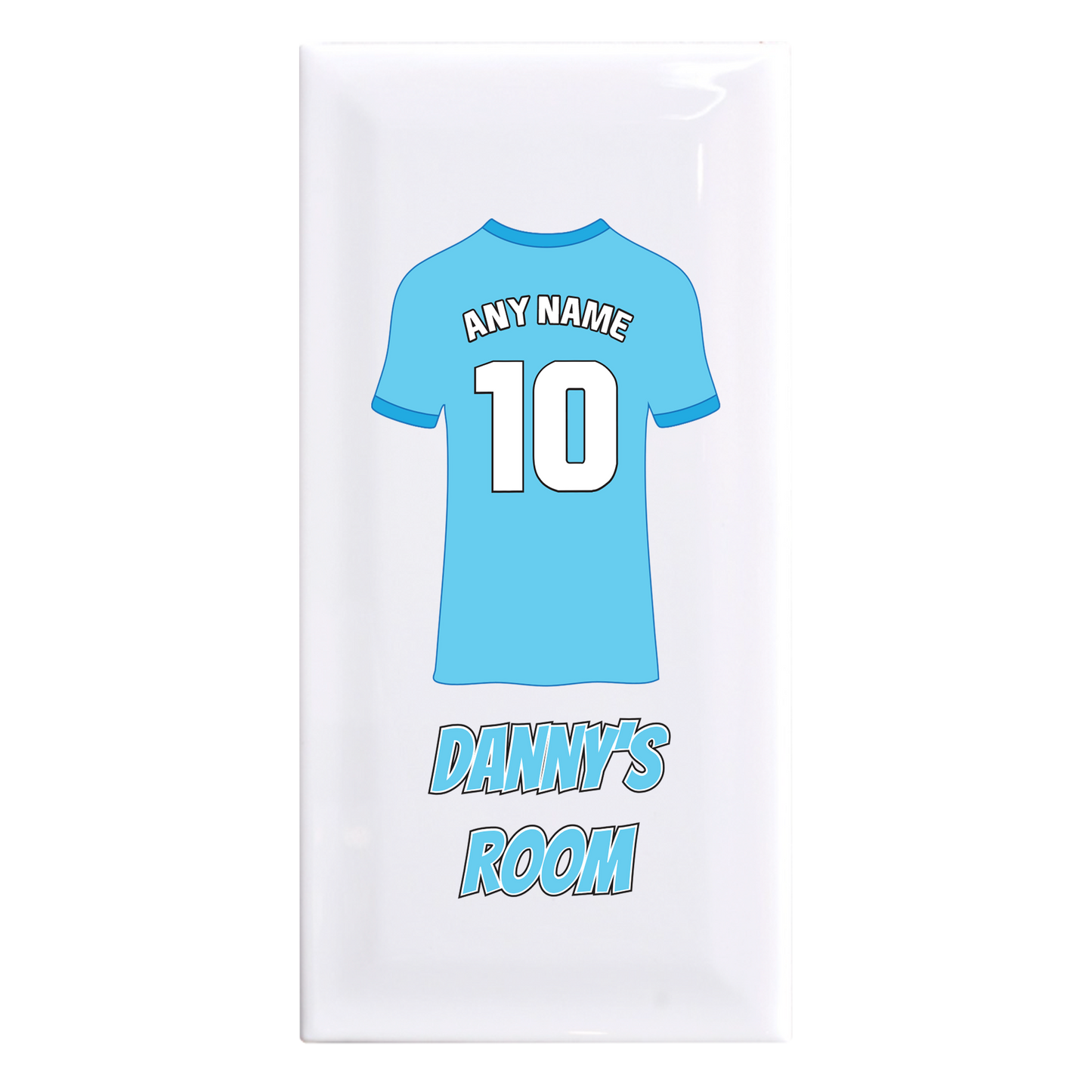 Personalised Premium Ceramic Children's Football Door Plaque - Premier Championship Football Team Shirt Style