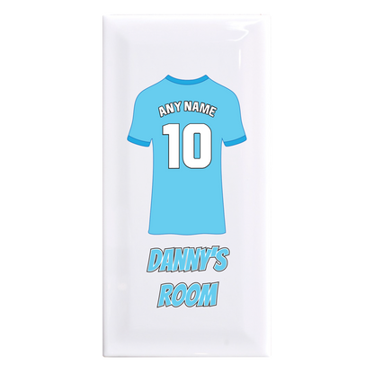 Personalised Premium Ceramic Children's Football Door Plaque - Premier Championship Football Team Shirt Style