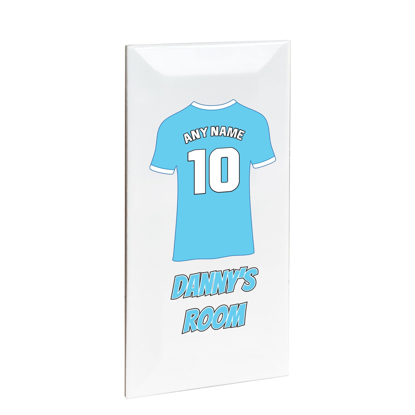 Personalised Premium Ceramic Children's Football Door Plaque - Premier Championship Football Team Shirt Style