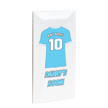 Personalised Premium Ceramic Children's Football Door Plaque - Premier Championship Football Team Shirt Style