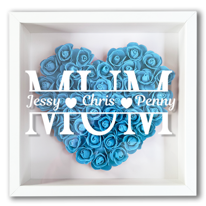 Personalised Framed Flower Floral Heart Mother's Day Custom Birthday Keepsake Unique Gift for Mum Mother Shadow Box Frame