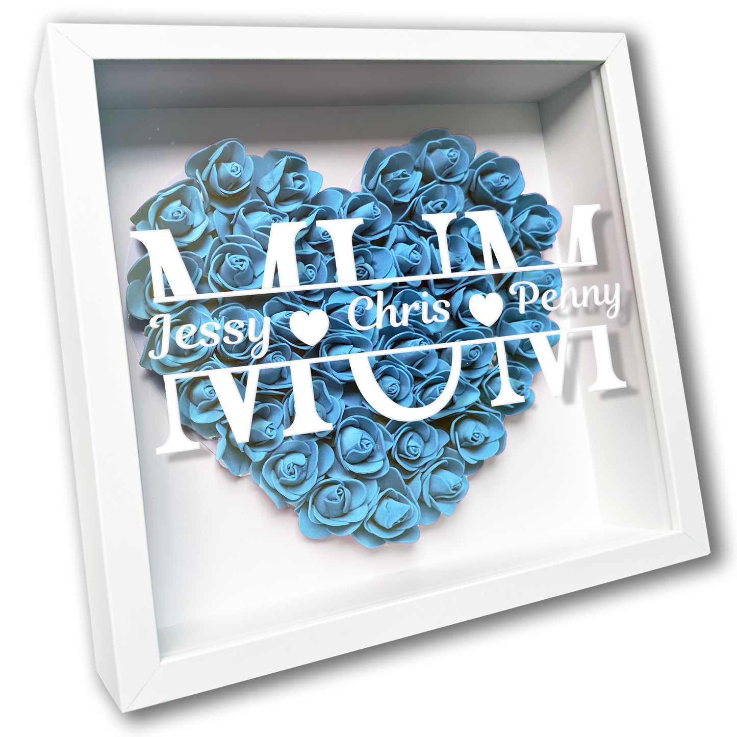 Personalised Framed Flower Floral Heart Mother's Day Custom Birthday Keepsake Unique Gift for Mum Mother Shadow Box Frame