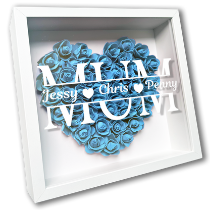Personalised Framed Flower Floral Heart Mother's Day Custom Birthday Keepsake Unique Gift for Mum Mother Shadow Box Frame