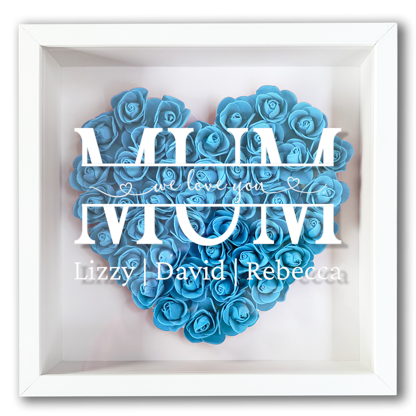 Personalised Framed Flower Floral Heart Mother's Day Custom Birthday Keepsake Unique Gift for Mum Mother Shadow Box Frame
