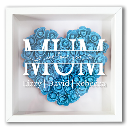 Personalised Framed Flower Floral Heart Mother's Day Custom Birthday Keepsake Unique Gift for Mum Mother Shadow Box Frame