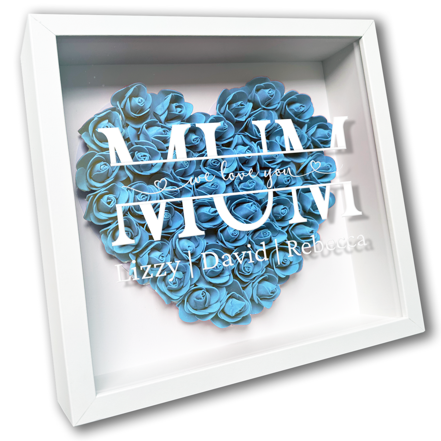 Personalised Framed Flower Floral Heart Mother's Day Custom Birthday Keepsake Unique Gift for Mum Mother Shadow Box Frame