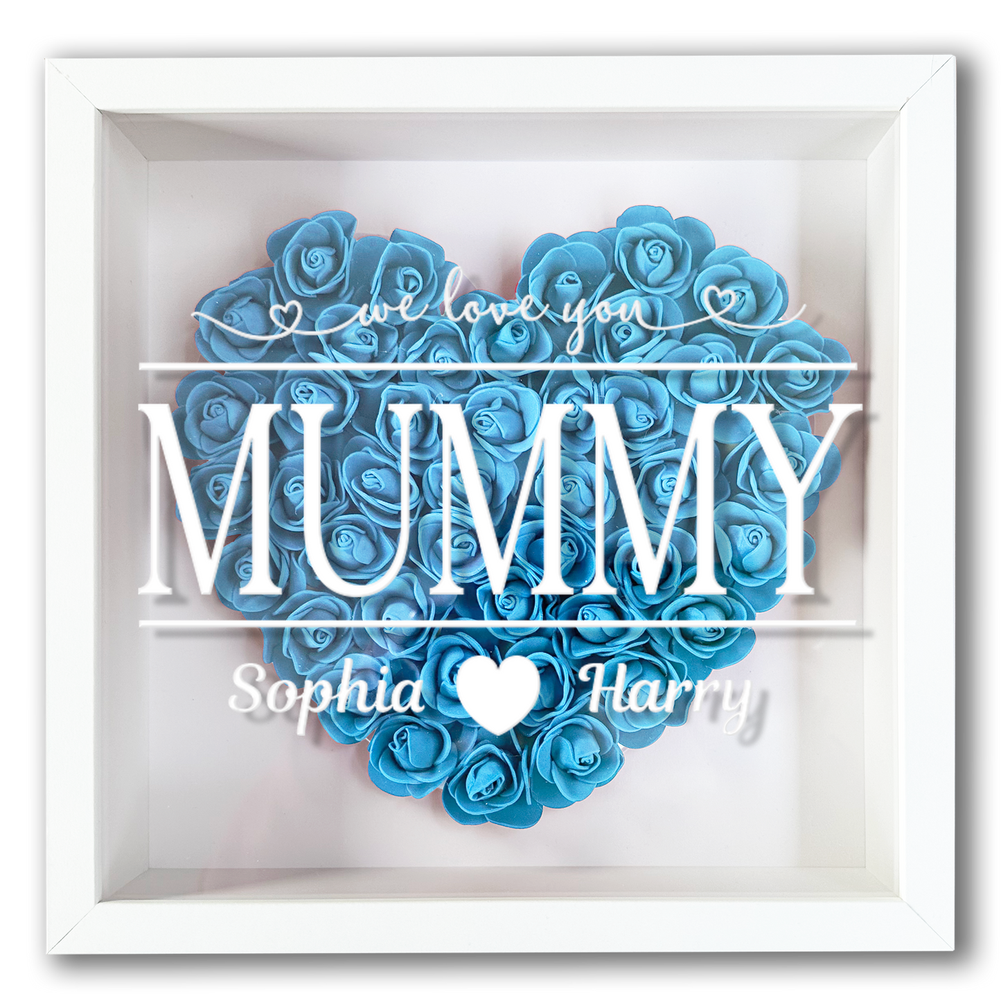 Personalised Framed Flower Floral Heart Mother's Day Custom Birthday Keepsake Unique Gift for Mum Mother Shadow Box Frame