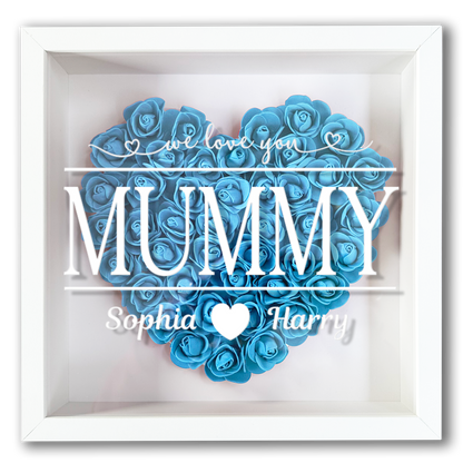 Personalised Framed Flower Floral Heart Mother's Day Custom Birthday Keepsake Unique Gift for Mum Mother Shadow Box Frame