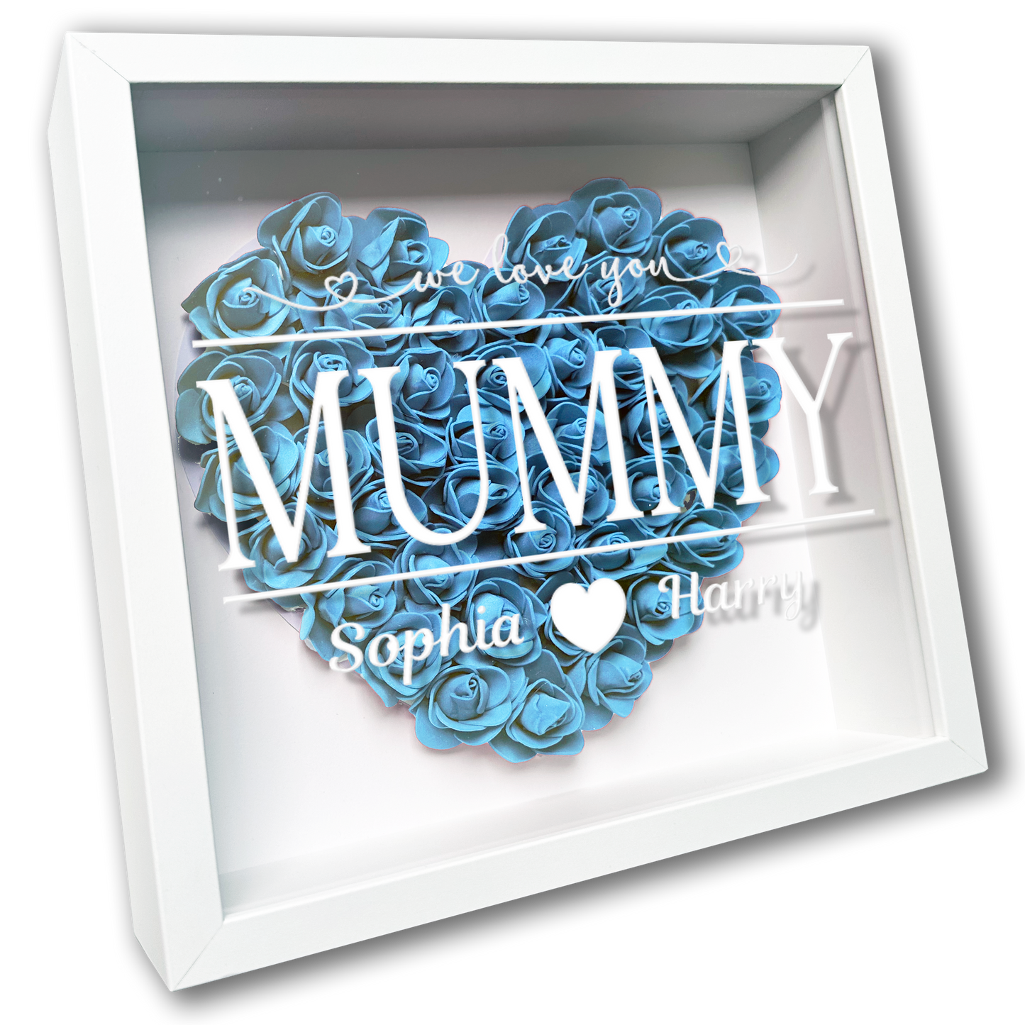 Personalised Framed Flower Floral Heart Mother's Day Custom Birthday Keepsake Unique Gift for Mum Mother Shadow Box Frame