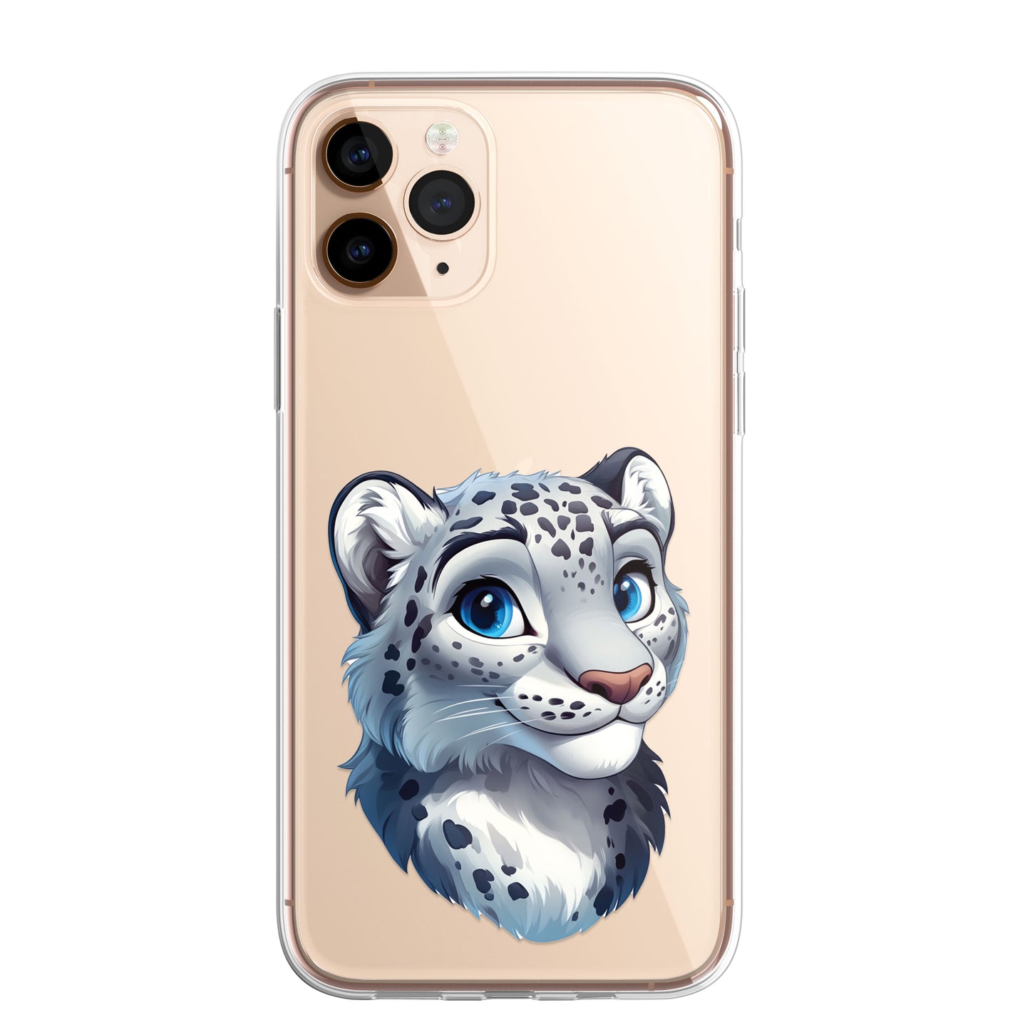 Snow Leopard Custom Cartoon Phone Case Personalised CLEAR Cute Family Splatter Phone Cover Case for iPhone 16 15 14 13 12 11