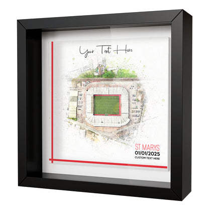 Framed Ceramic Tile Art: Personalised Football Stadium Art Print, Custom Aerial Map - ANY STADIUM Worldwide, Bespoke Text, Football Gift Keepsake