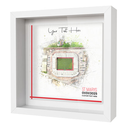 Framed Ceramic Tile Art: Personalised Football Stadium Art Print, Custom Aerial Map - ANY STADIUM Worldwide, Bespoke Text, Football Gift Keepsake