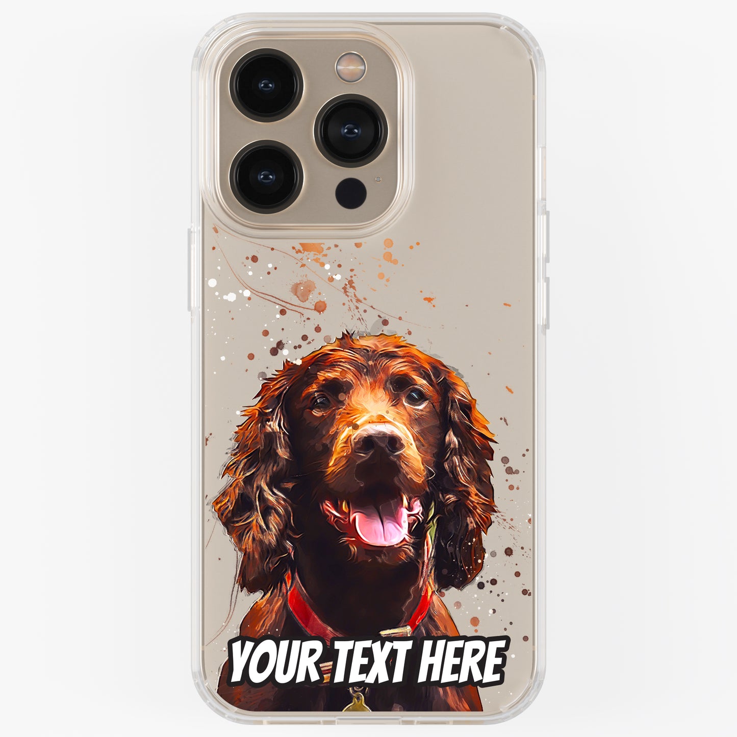 Personalised Pet Portrait Phone Case – Clear Silicone with Custom Brush Art Background | iPhone & Samsung