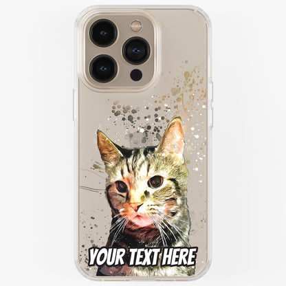 Personalised Pet Portrait Phone Case – Clear Silicone with Custom Brush Art Background | iPhone & Samsung