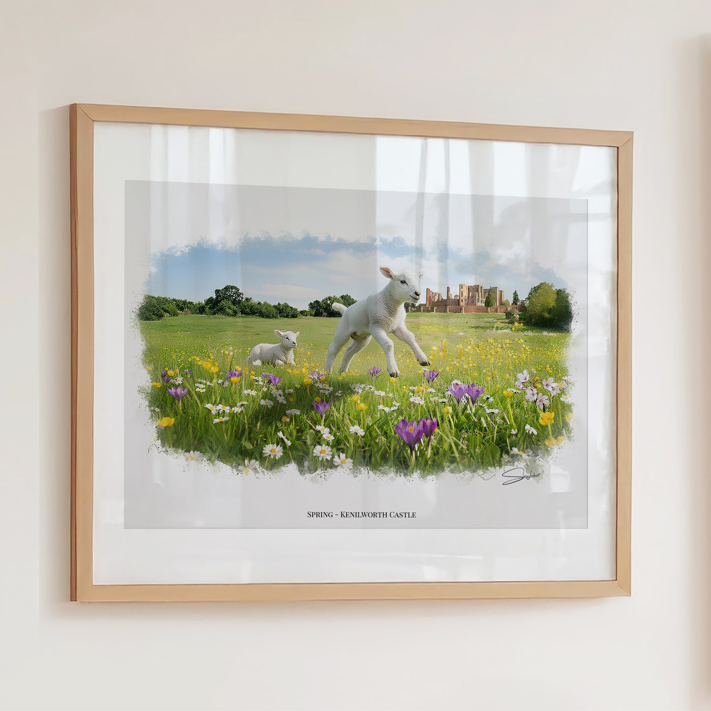 Kenilworth, Warwickshire Local Landmark Print - Spring Kenilworth by Simon Lambert. Framed or Unframed Print Various Sizes