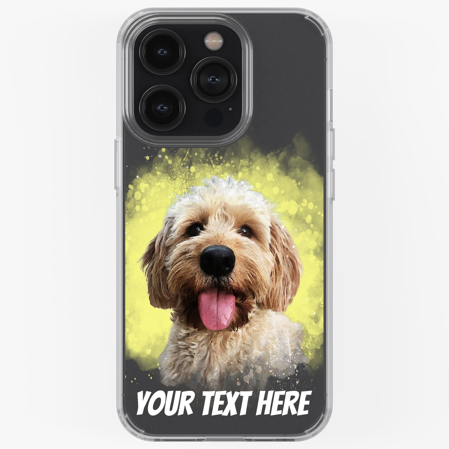 Personalised Pet Portrait Phone Case – Clear Silicone with Custom Brush Art Background | iPhone & Samsung