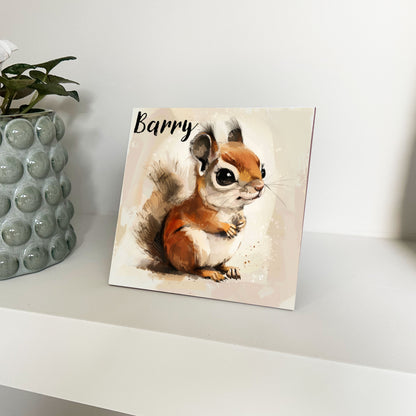 Personalised Baby Squirrel Artwork - Framed CERAMIC TILE Print