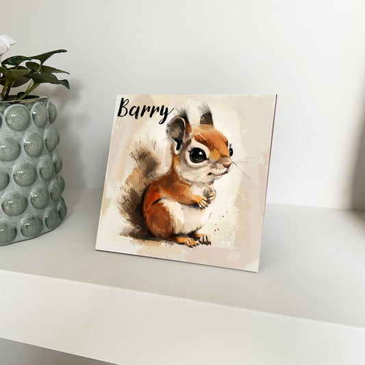 Personalised Baby Squirrel Artwork - Framed CERAMIC TILE Print