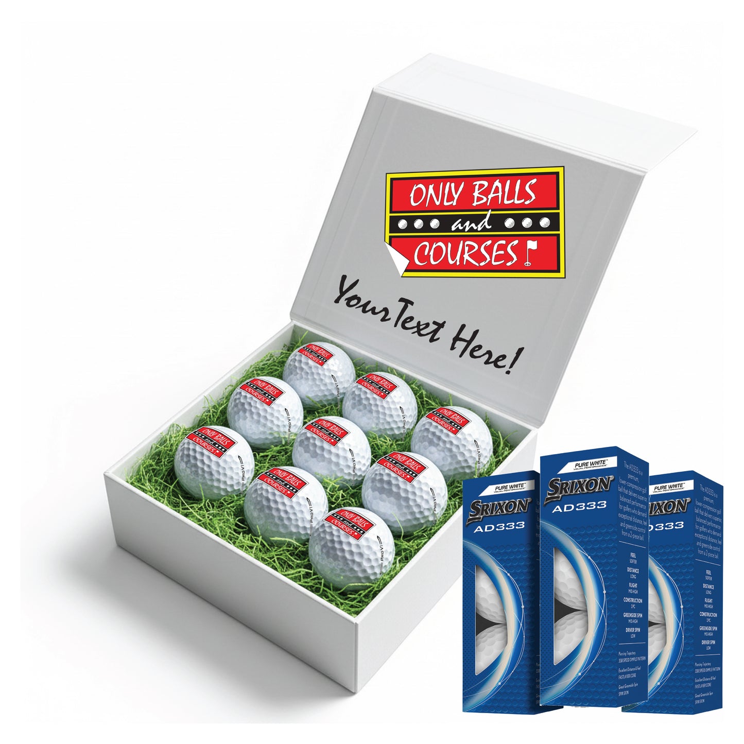 Only Fools and Horses Themed: Personalised Branded 9 Golf Ball Set in Customised Box - Golfer's Gift, Father's Day, Wedding Favour, Birthday, Valentines, Pet Photo Text Logo