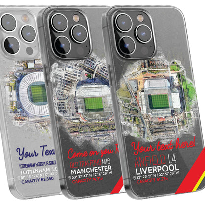 Personalised Phone Case Cover Football Team Stadium Water Colour Effect Style Customised for iPhone 16 15 14 13 12 11 Range
