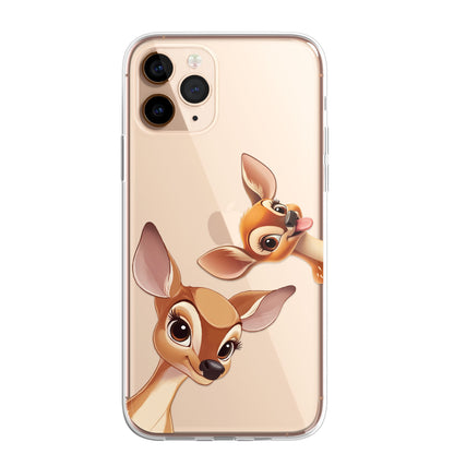 Stag Deer Custom Cartoon Phone Case Personalised CLEAR Cute Family Splatter Phone Cover Case for iPhone 16 15 14 13 12 11