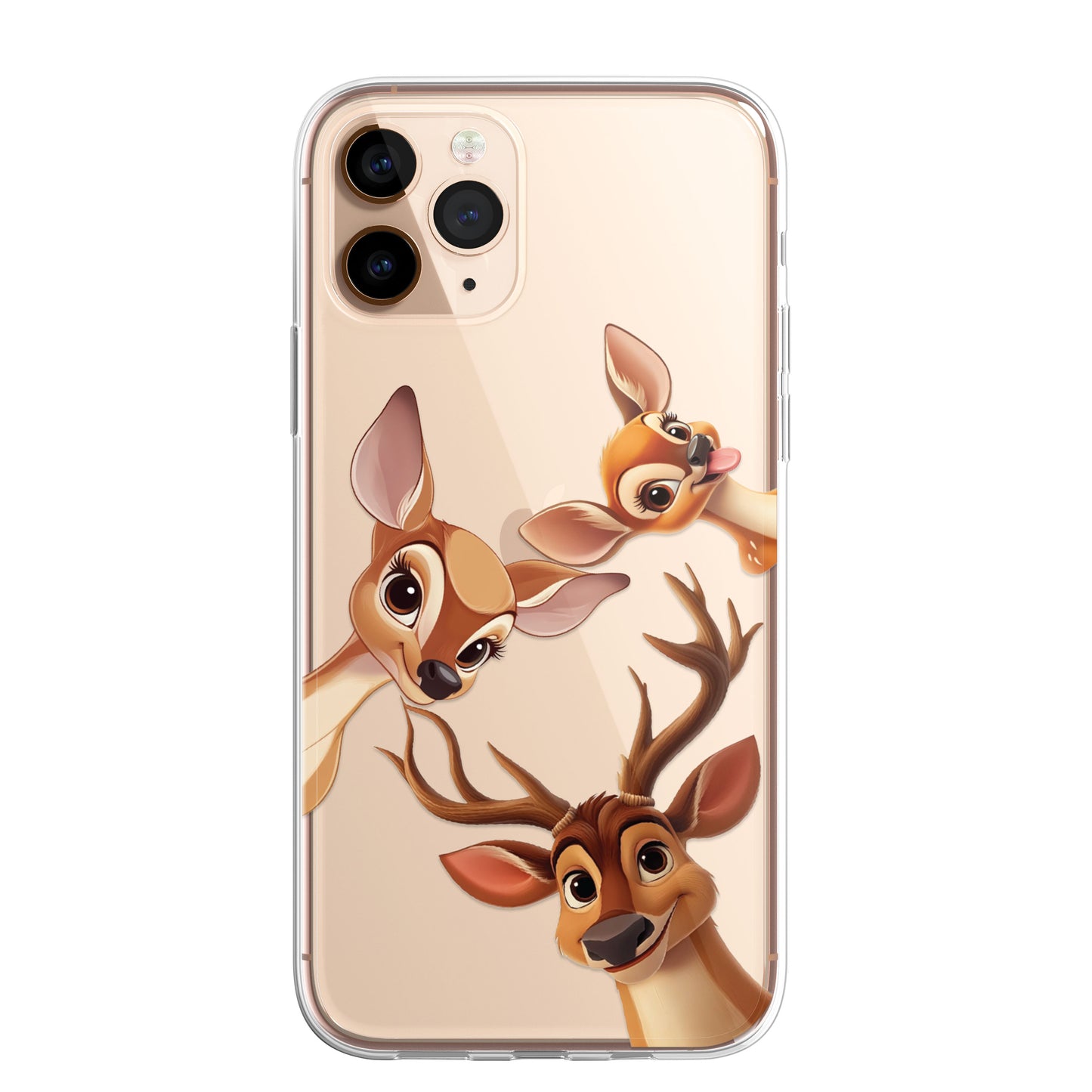 Stag Deer Custom Cartoon Phone Case Personalised CLEAR Cute Family Splatter Phone Cover Case for iPhone 16 15 14 13 12 11