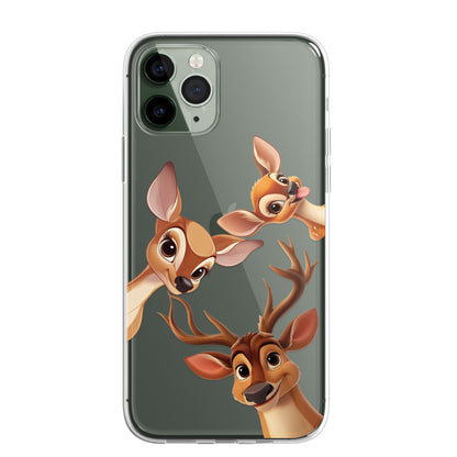 Stag Deer Custom Cartoon Phone Case Personalised CLEAR Cute Family Splatter Phone Cover Case for iPhone 16 15 14 13 12 11