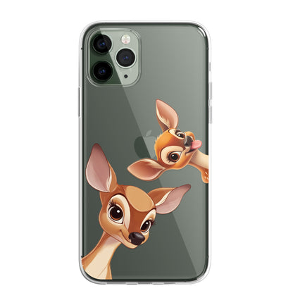 Stag Deer Custom Cartoon Phone Case Personalised CLEAR Cute Family Splatter Phone Cover Case for iPhone 16 15 14 13 12 11
