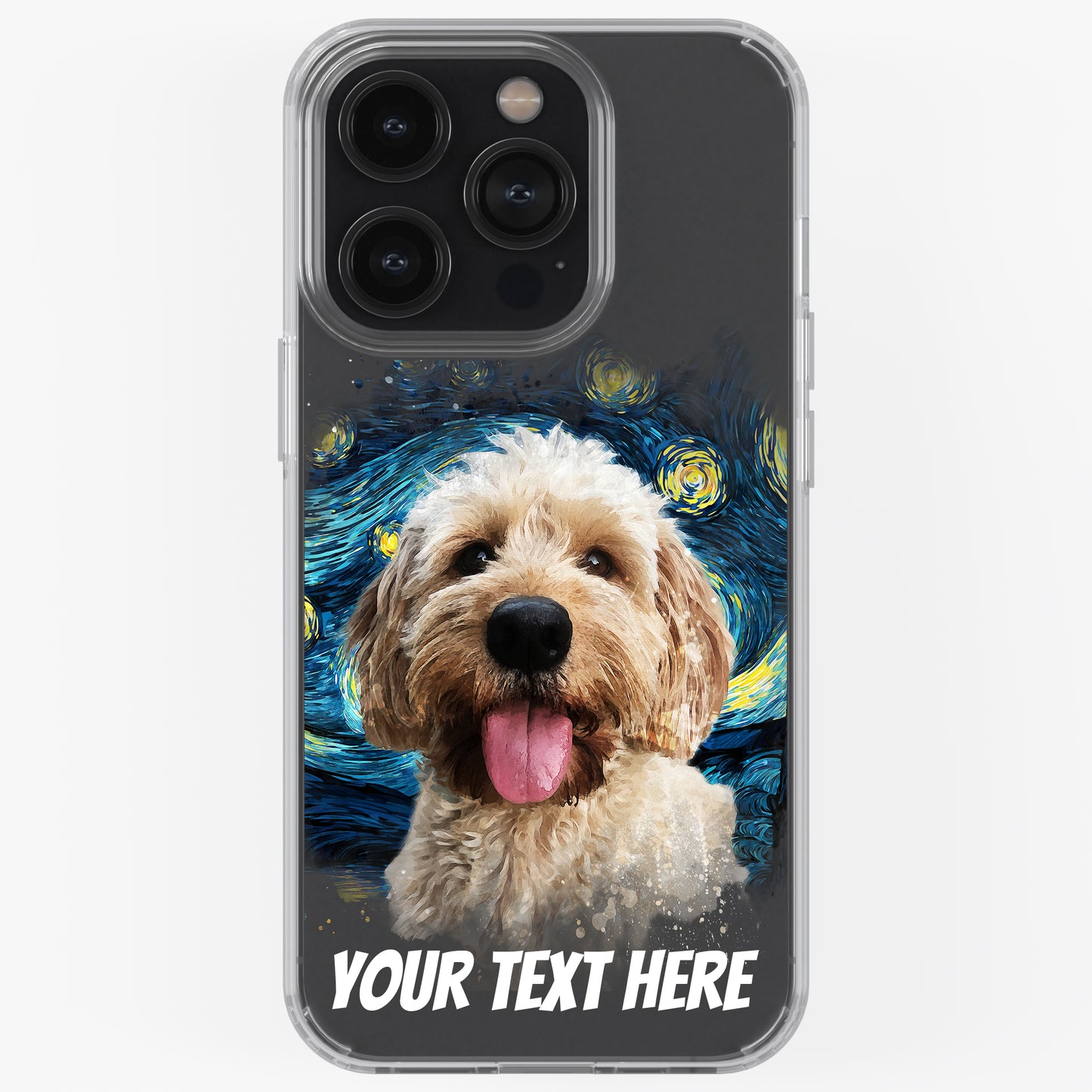 Personalised Pet Portrait Phone Case – Clear Silicone with Custom Brush Art Background | iPhone & Samsung