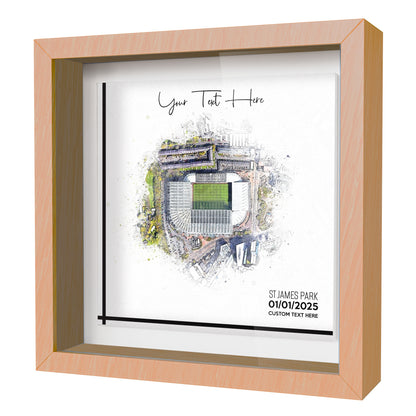 Framed Ceramic Tile Art: Personalised Football Stadium Art Print, Custom Aerial Map - ANY STADIUM Worldwide, Bespoke Text, Football Gift Keepsake