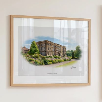 Kenilworth, Warwickshire Local Landmark Print - Stoneleigh Abbey Kenilworth by Simon Lambert. Framed or Unframed Print Various Sizes