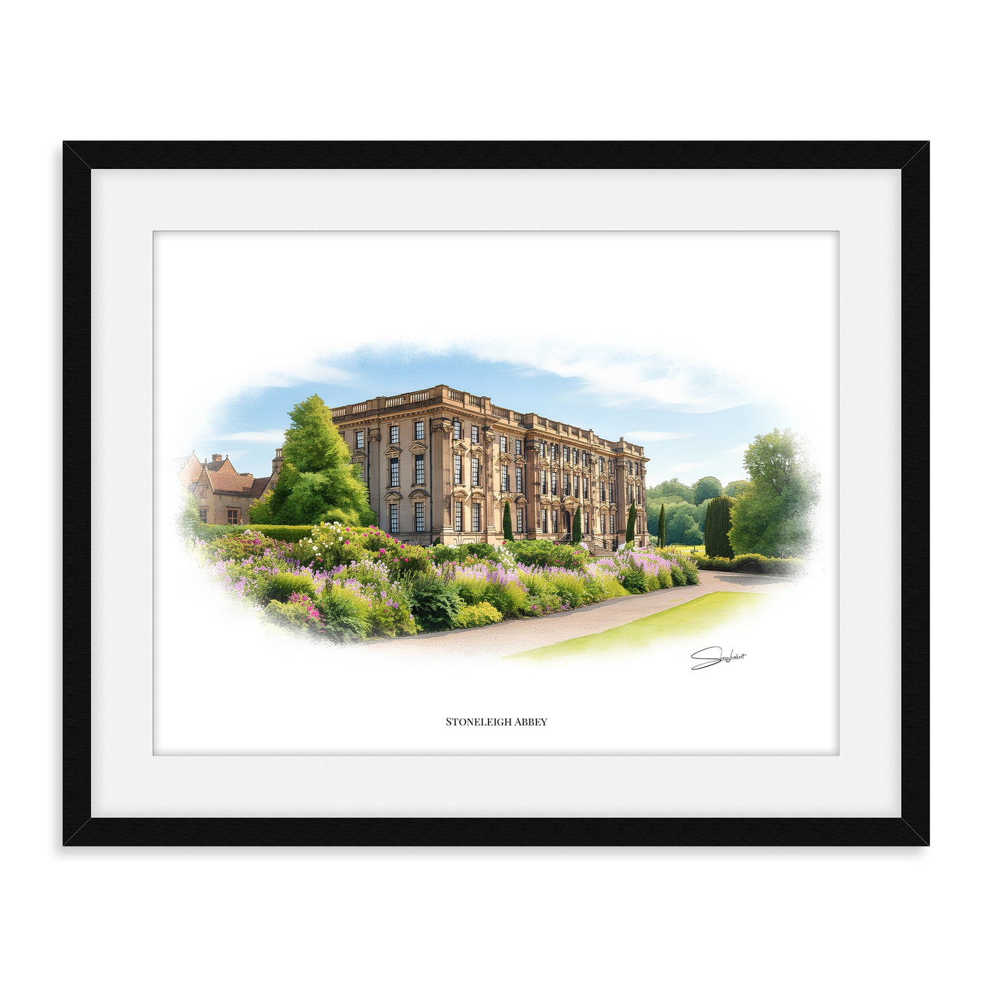 Kenilworth, Warwickshire Local Landmark Print - Stoneleigh Abbey Kenilworth by Simon Lambert. Framed or Unframed Print Various Sizes