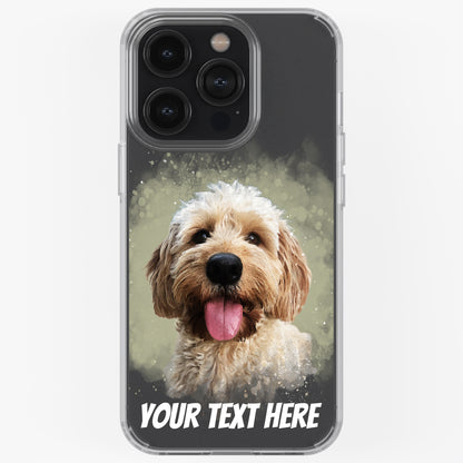 Personalised Pet Portrait Phone Case – Clear Silicone with Custom Brush Art Background | iPhone & Samsung