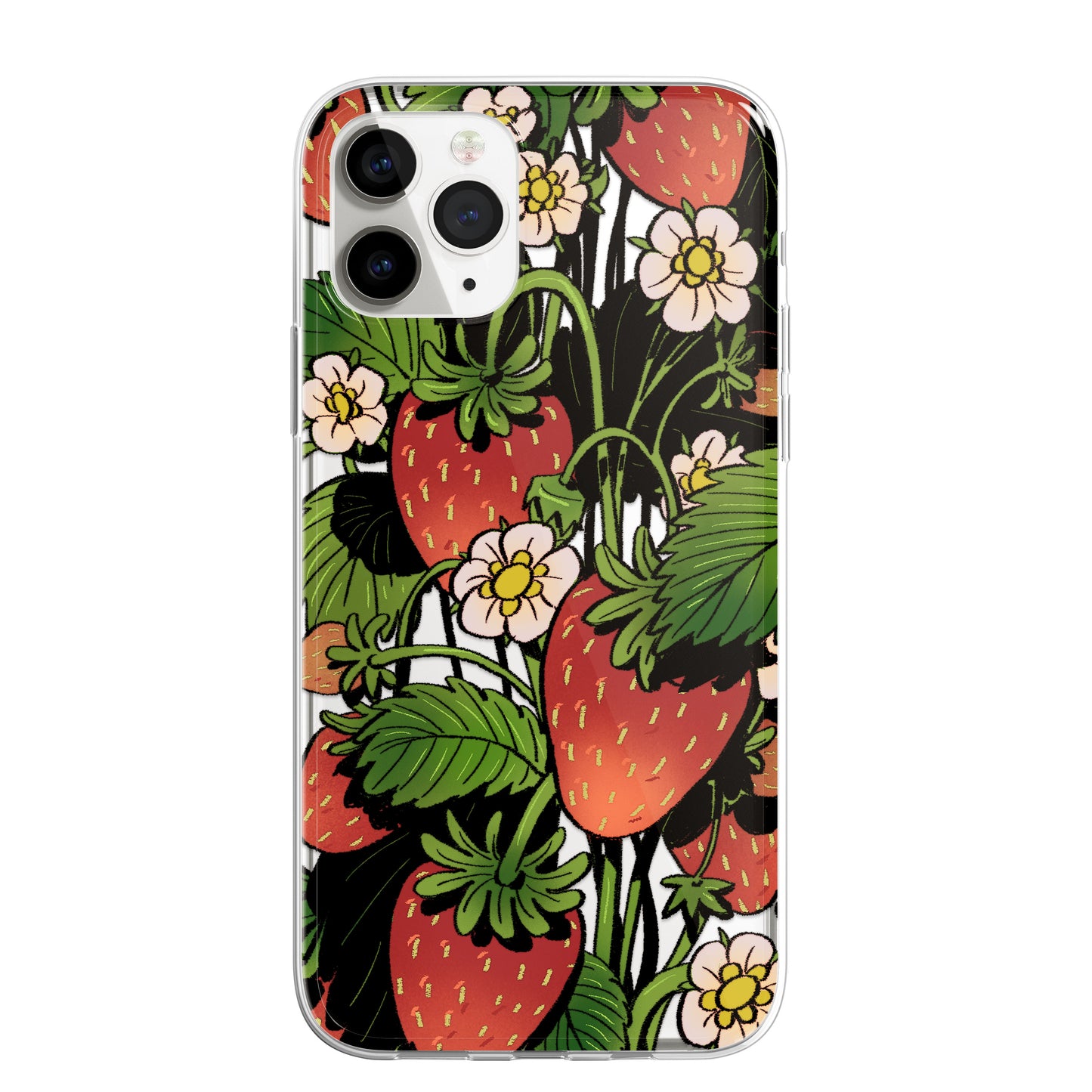 Daisy Mitchell @dibbuns Exclusive Strawberry Design Contemporary Artwork Phone Case CLEAR Silicone Phone Cover Case for iPhone 16 15 14 13 12 11