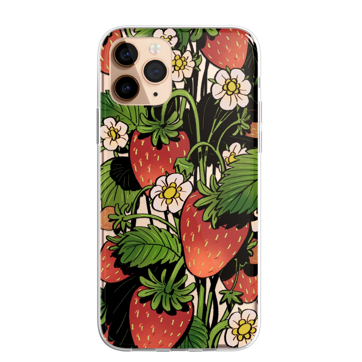 Daisy Mitchell @dibbuns Exclusive Strawberry Design Contemporary Artwork Phone Case CLEAR Silicone Phone Cover Case for iPhone 16 15 14 13 12 11
