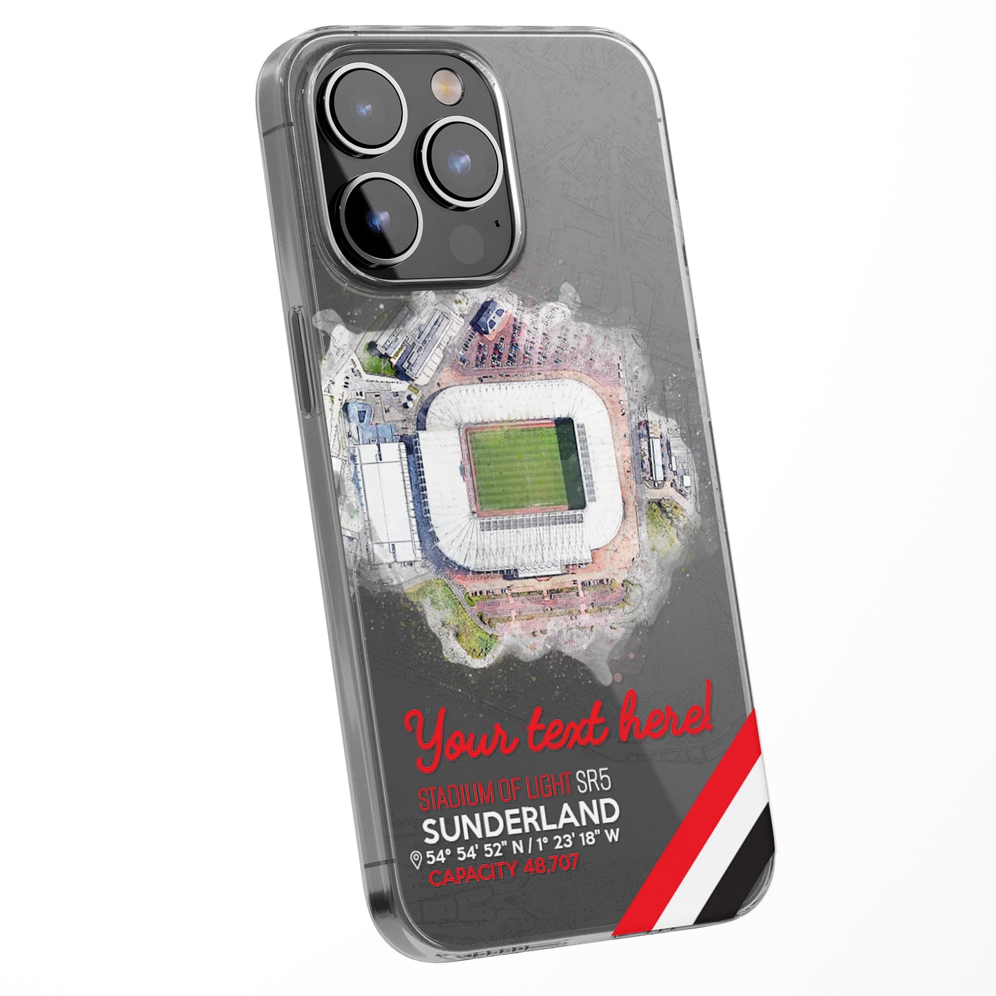 Personalised Phone Case Cover Football Team Stadium Water Colour Effect Style Customised for iPhone 16 15 14 13 12 11 Range