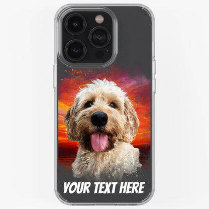 Personalised Pet Portrait Phone Case – Clear Silicone with Custom Brush Art Background | iPhone & Samsung