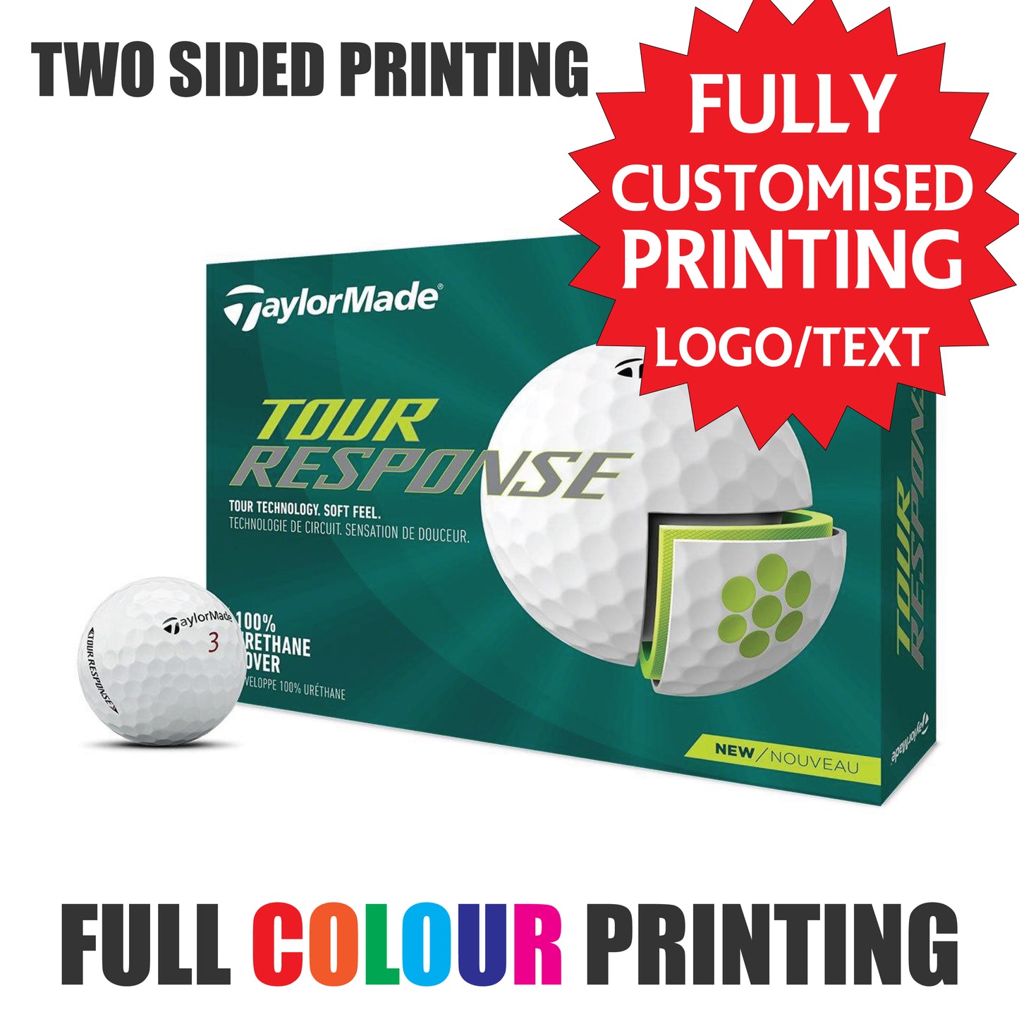 Personalised Golf Balls CUSTOM IMAGE/LOGO Titleist Pro V1 Callaway Srixon Taylor