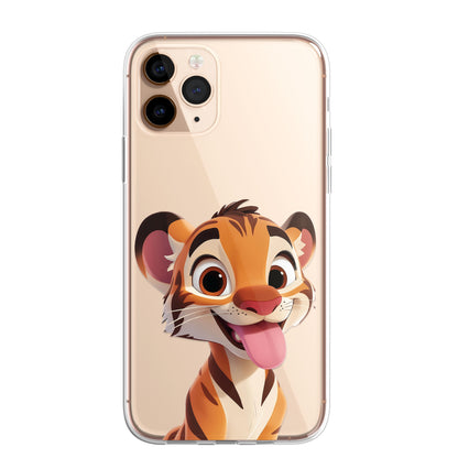 Tiger Custom Cartoon Phone Case Personalised CLEAR Cute Family Splatter Phone Cover Case for iPhone 16 15 14 13 12 11
