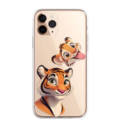 Tiger Custom Cartoon Phone Case Personalised CLEAR Cute Family Splatter Phone Cover Case for iPhone 16 15 14 13 12 11