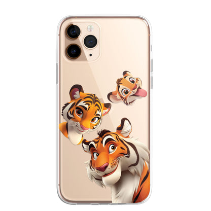 Tiger Custom Cartoon Phone Case Personalised CLEAR Cute Family Splatter Phone Cover Case for iPhone 16 15 14 13 12 11