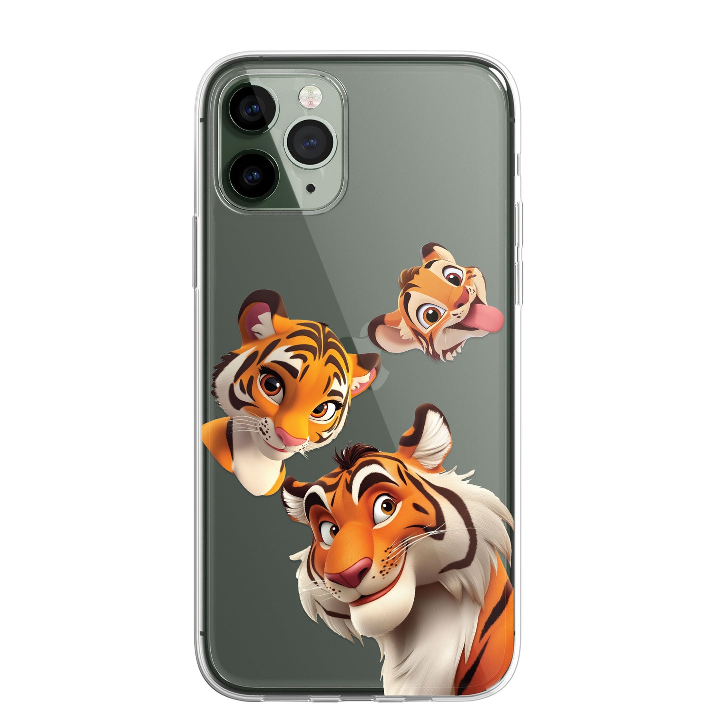 Tiger Custom Cartoon Phone Case Personalised CLEAR Cute Family Splatter Phone Cover Case for iPhone 16 15 14 13 12 11