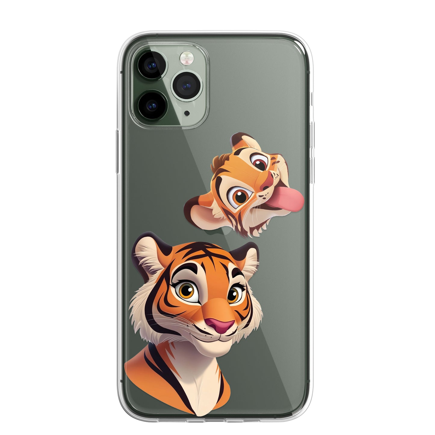 Tiger Custom Cartoon Phone Case Personalised CLEAR Cute Family Splatter Phone Cover Case for iPhone 16 15 14 13 12 11