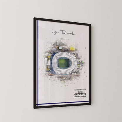Tottenham Hotspur, 'London Stadium' Football Stadium Poster Artwork, Personalised Watercolour Art Print, Custom Aerial Layout - Framing options available ANY STADIUM Worldwide.