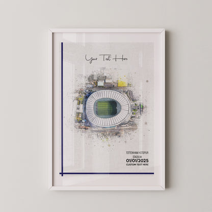 Tottenham Hotspur, 'London Stadium' Football Stadium Poster Artwork, Personalised Watercolour Art Print, Custom Aerial Layout - Framing options available ANY STADIUM Worldwide.
