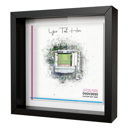 Framed Ceramic Tile Art: Personalised Football Stadium Art Print, Custom Aerial Map - ANY STADIUM Worldwide, Bespoke Text, Football Gift Keepsake
