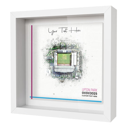 Framed Ceramic Tile Art: Personalised Football Stadium Art Print, Custom Aerial Map - ANY STADIUM Worldwide, Bespoke Text, Football Gift Keepsake