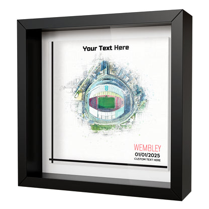 Framed Ceramic Tile Art: Personalised Football Stadium Art Print, Custom Aerial Map - ANY STADIUM Worldwide, Bespoke Text, Football Gift Keepsake